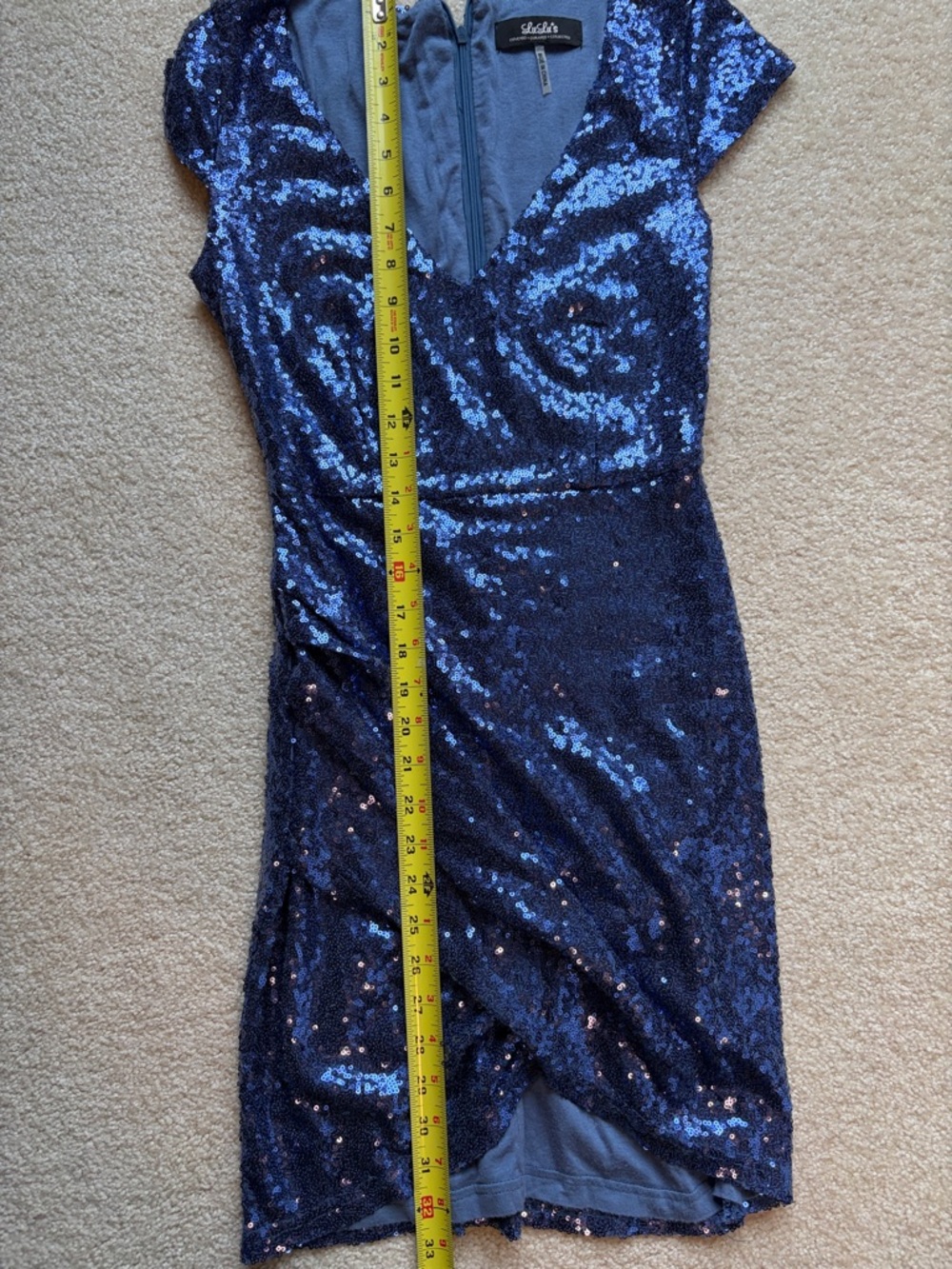 LuLu’s Periwinkle Sequin V-Neck Mini Dress Bodycon - Picture 3 of 5